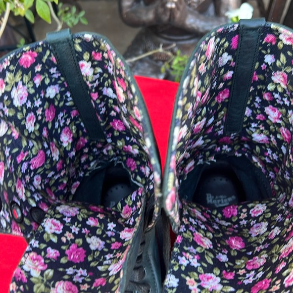 Dr. Martens Triumph Floral Tall 12 Eye Lace Up Mirage Black / Dark Green Boots - Picture 3 of 16